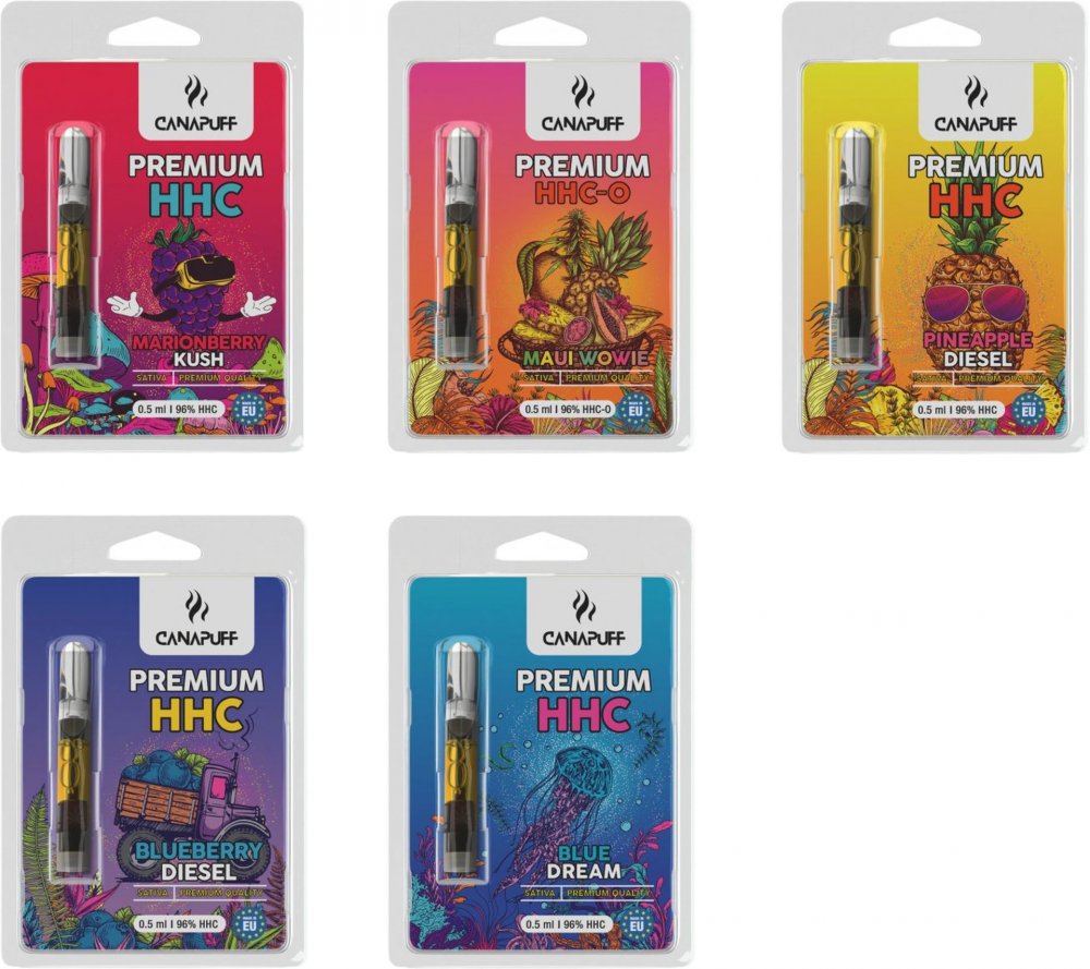 Canapuff HHC Patroonbundel, 96% HHC, alles-in-één set - 5 smaken x 0,5 ml