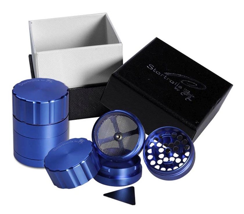 Startrails Aluminium grinder 4-delig blauw, 42 x 56 mm
