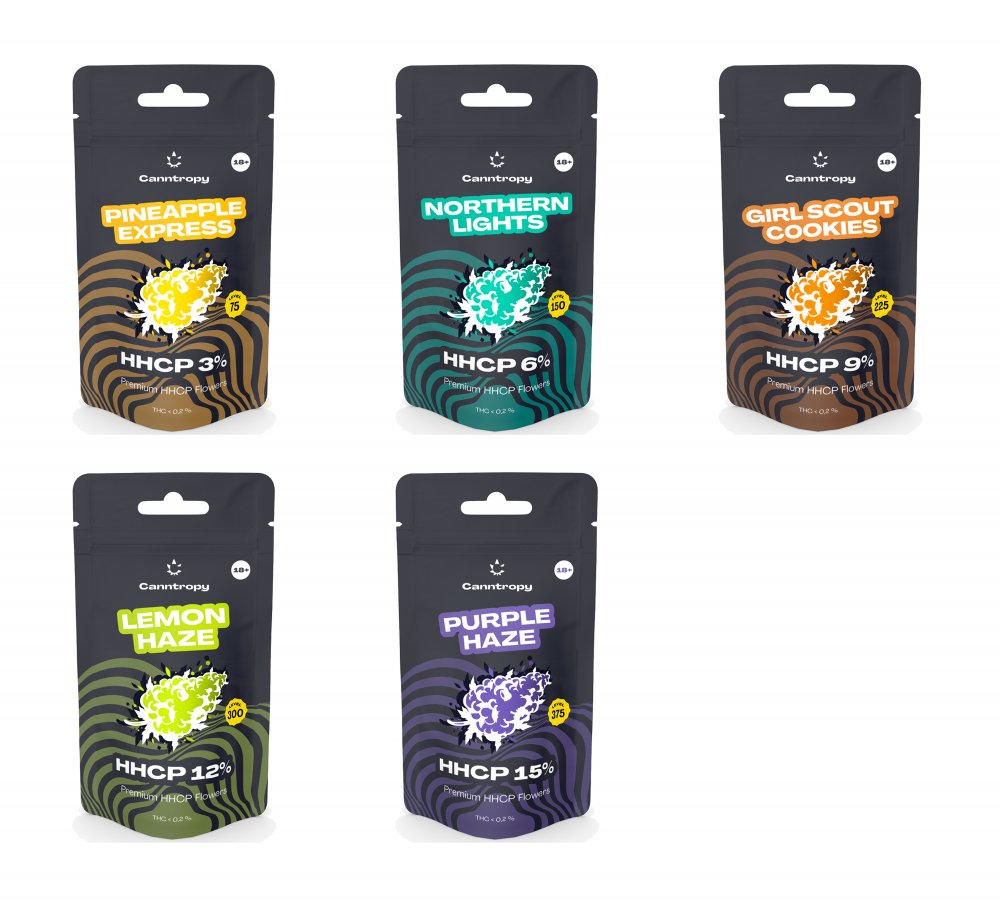 Canntropy HHCP-bloemenbundel 3 tot 15%, alles in één set - 5 x 1 g tot 100 g