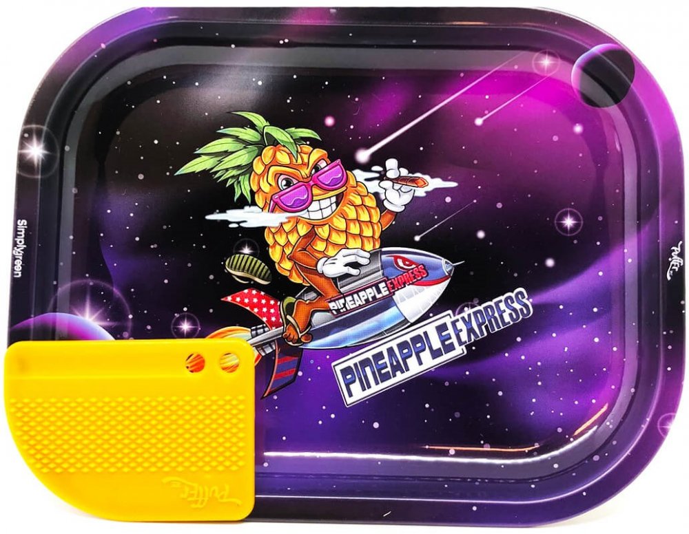 Best Buds Pineapple Express Malý kovový rolovací tác s magnetickou brusnou kartou