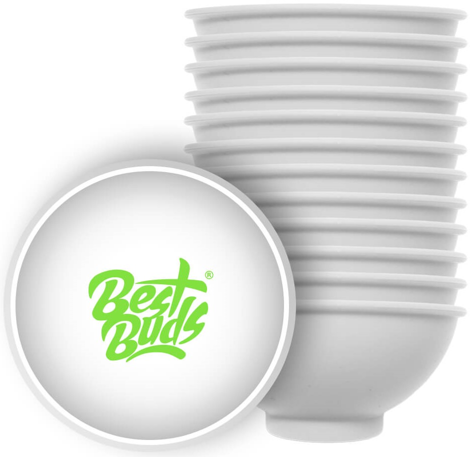 Best Buds Silikónová miska na miešanie 7 cm, biela so zeleným logom
