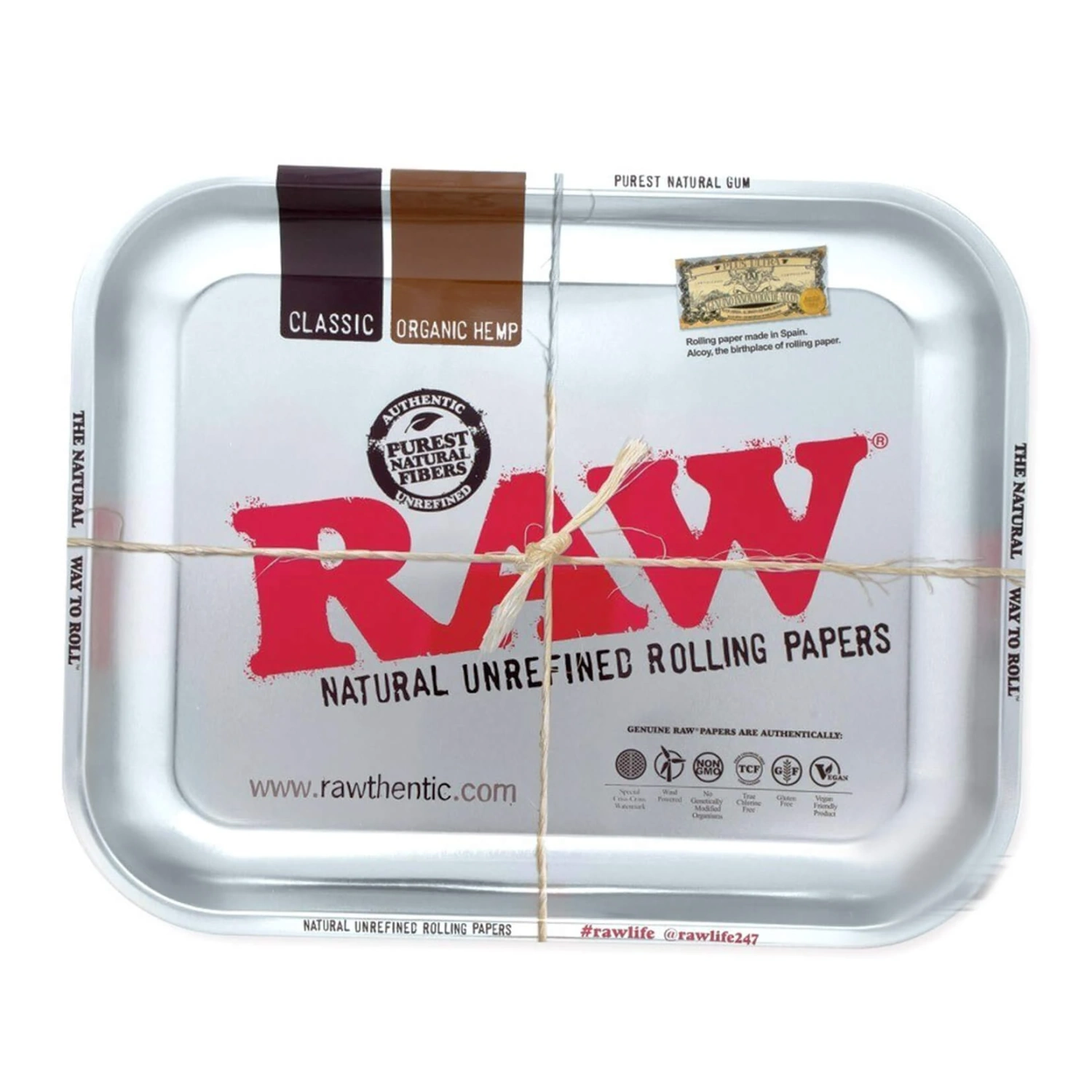 RAW – strieborný metalický veľký kovový podnos na rolovanie
