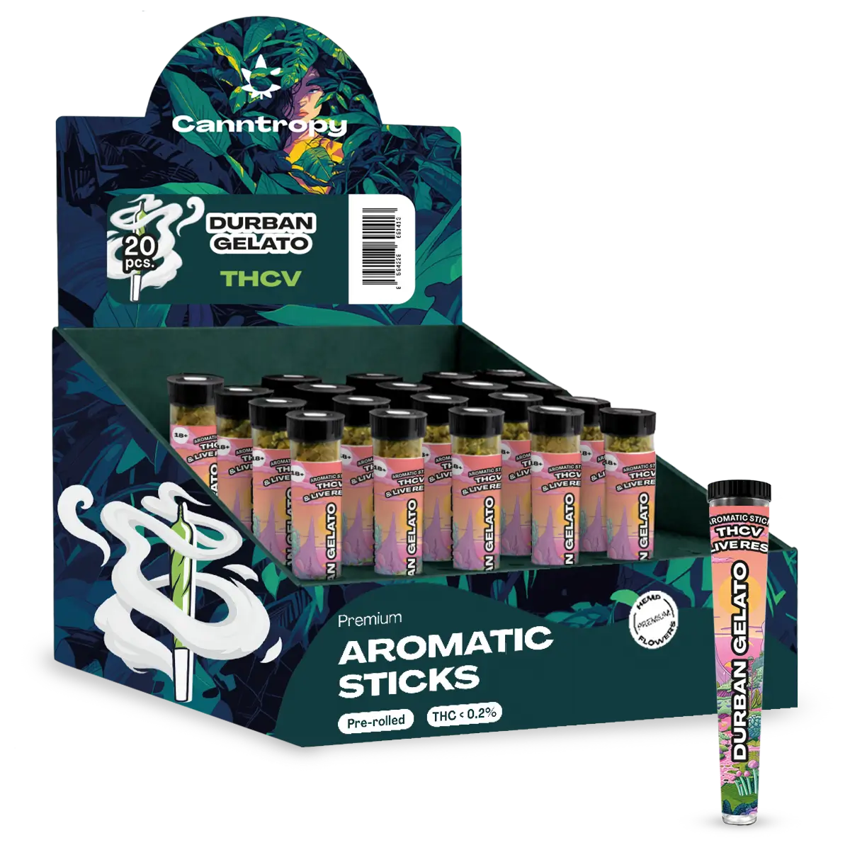 Canntropy THCV Prerolls Durban Gelato, Display box 20 pcs
