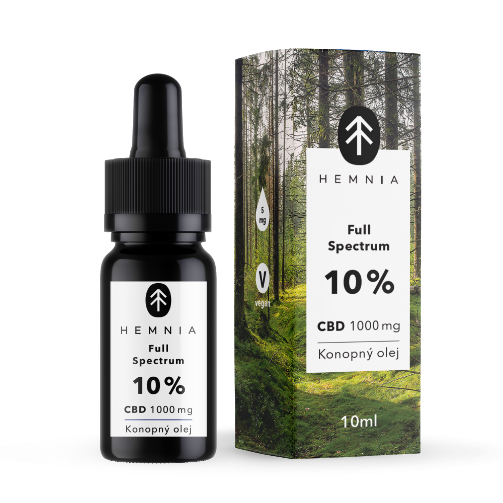 Hemnia Full Spectrum CBD Konopný olej 10%, 1000 mg, 10 ml