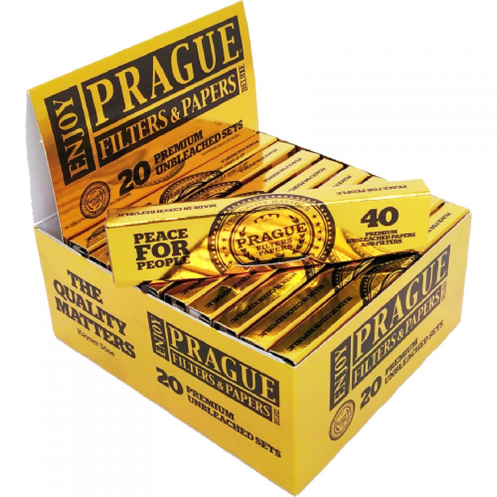 Prague Filters and Papers - King Size Papieren en filters - Ongebleekte set - Doos van 20 stuks