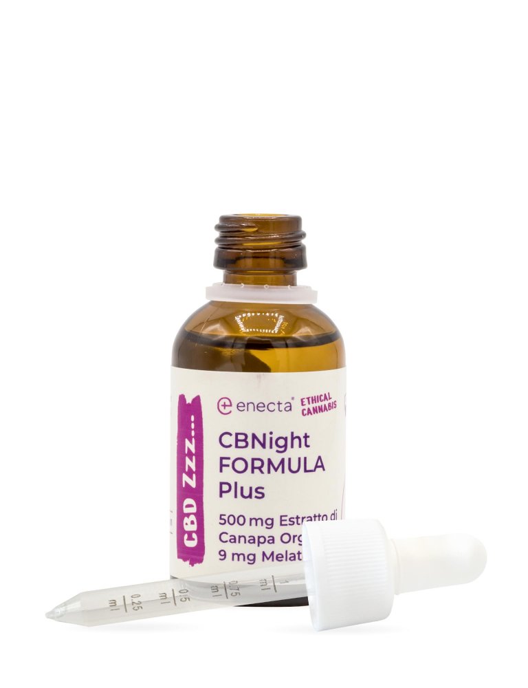 Enecta CBNight Formula PLUS Konopný olej s melatonínom, 500 mg organického konopného extraktu, 30 ml