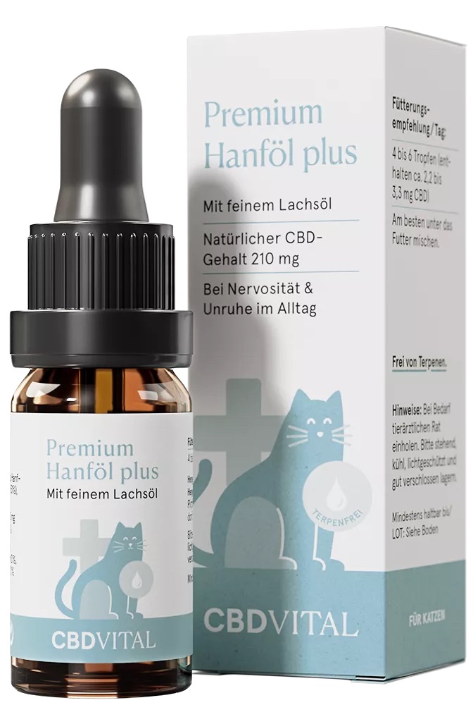 CBD Vital Hennep/zalm olie voor katten met 2,1% CBD, 210 mg, 10 ml
