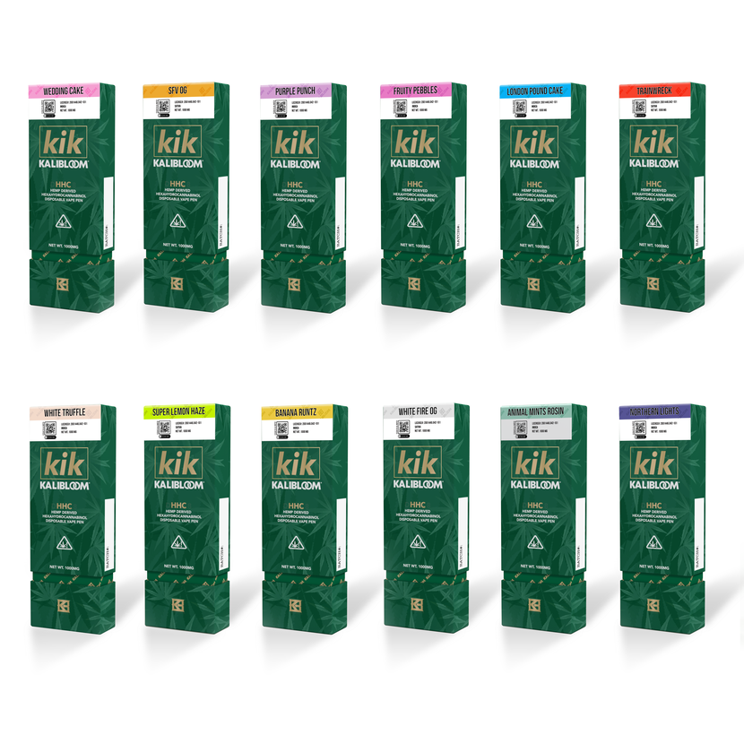 Kalibloom HHC Vape Pennen, 96 % HHC, Alles in één set - 12 smaken X 1 ml