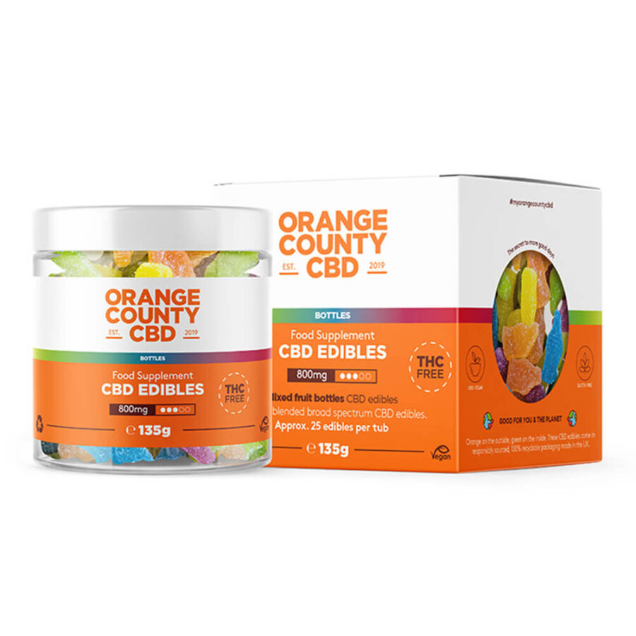 Orange County CBD Gummies-flessen, 800 mg CBD, 135 g