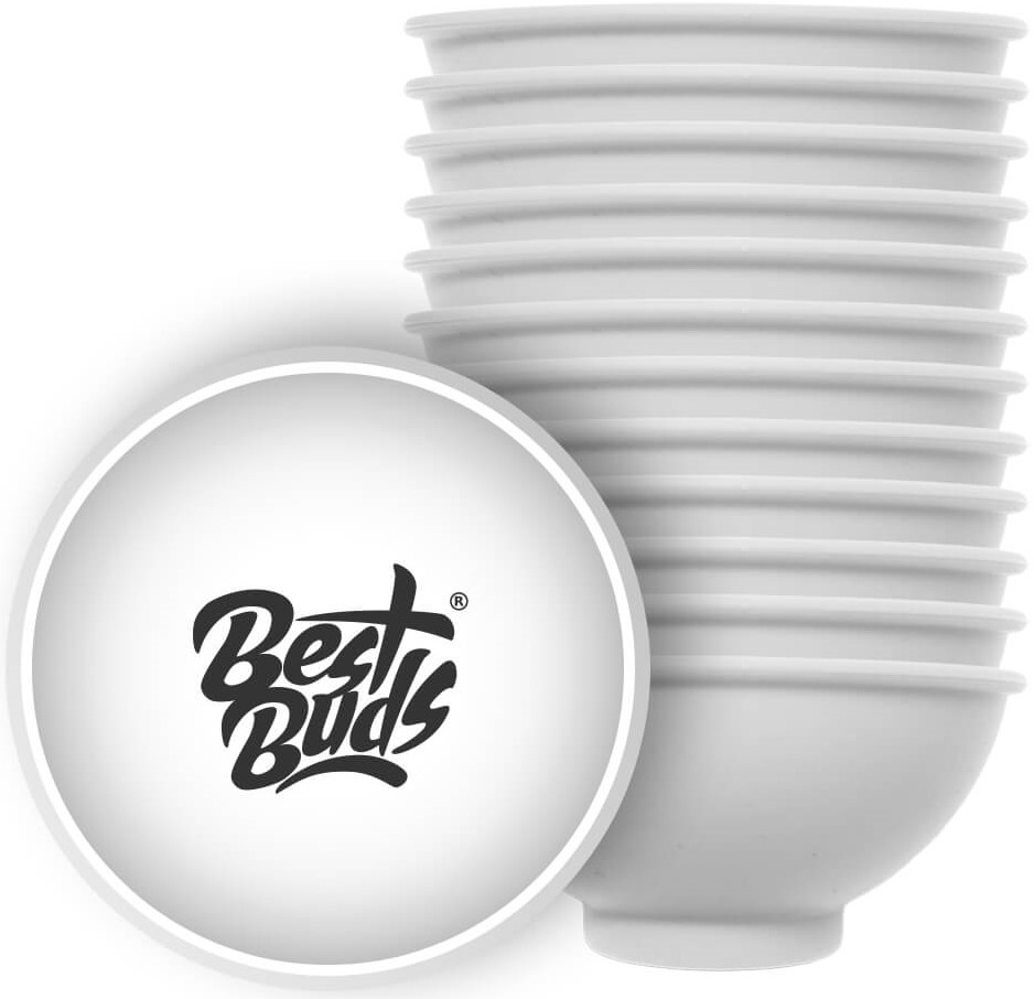 Best Buds Silikonová miska na míchání 7 cm, bílá s černým logem