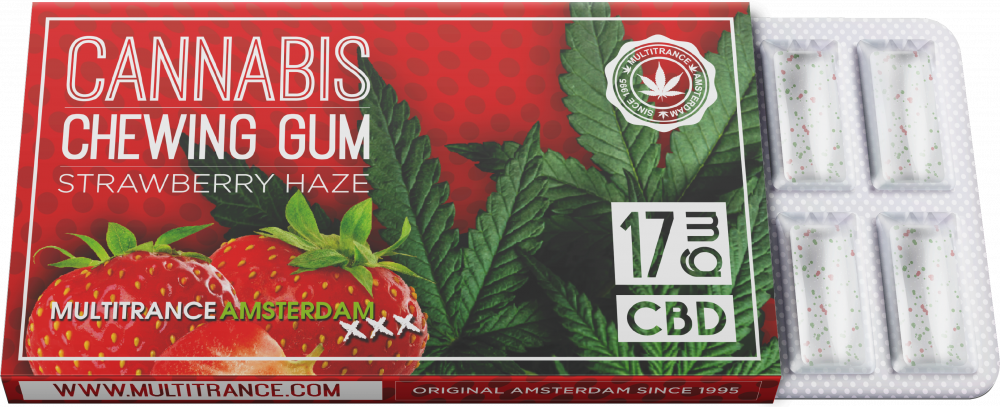 Cannabis Konopné žvýkačky Jahoda ( 17 mg CBD ), 17 g