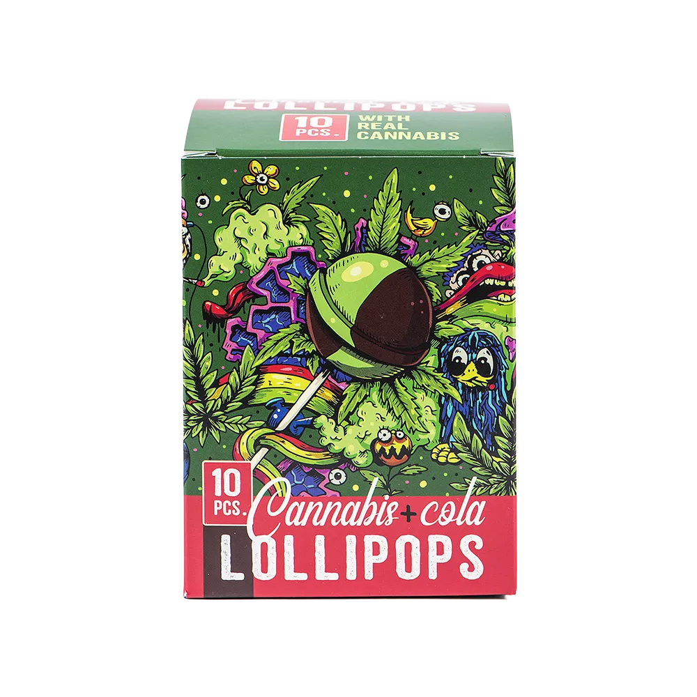 Euphoria Cannabis Lollipop v krabičke, príchuť coly (10 x 12 g)