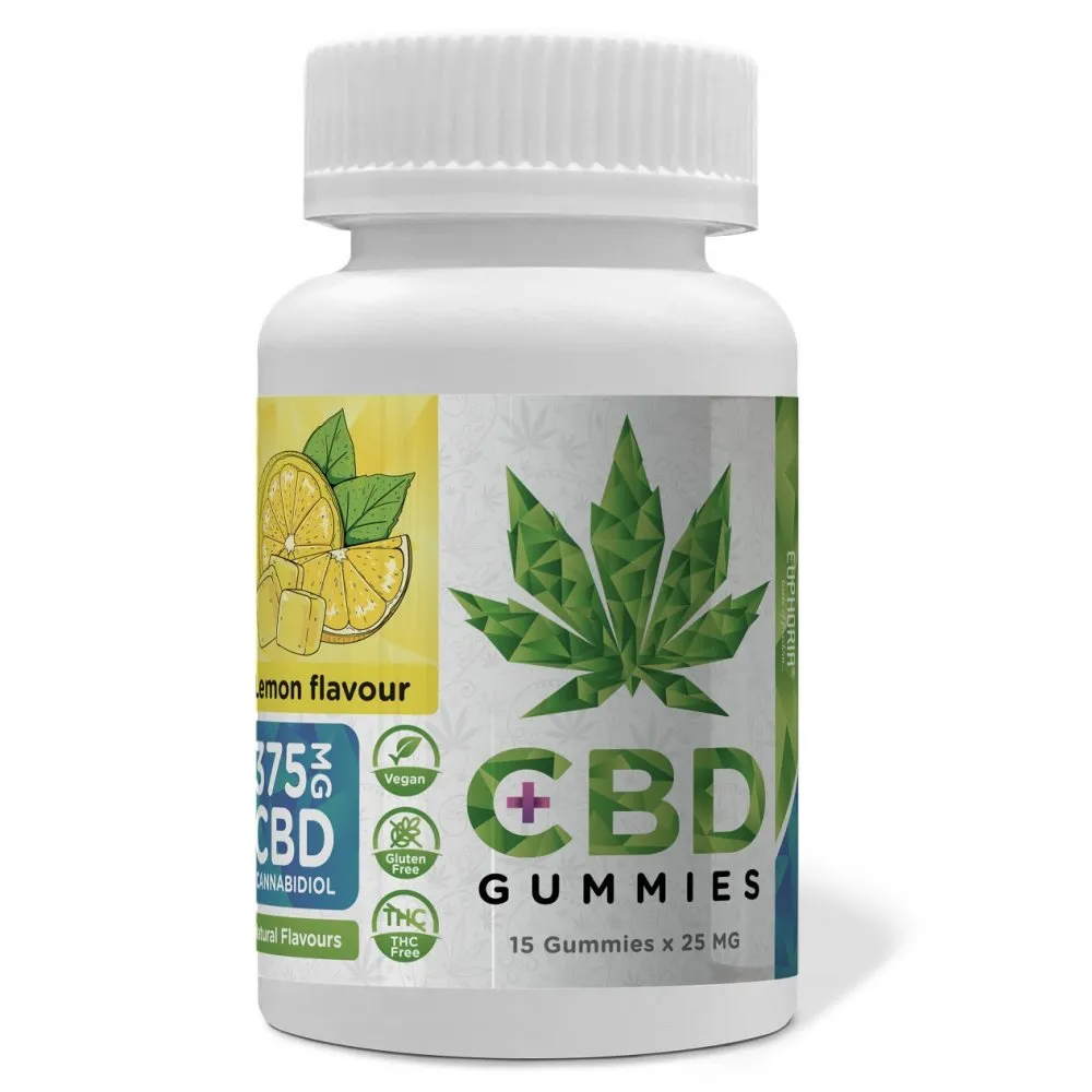 Euphoria CBD Gummies Lemon 375 mg CBD, 15 ks x 25 mg, 45 g