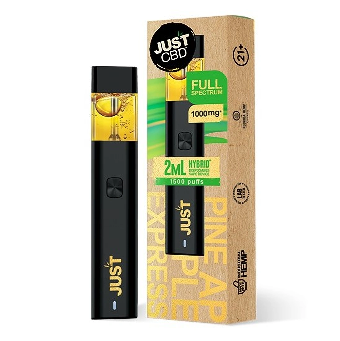 JustCBD Wegwerpbaar Ananas Express Hybride Verdamperpen, 1000 mg CBD, 2 ml