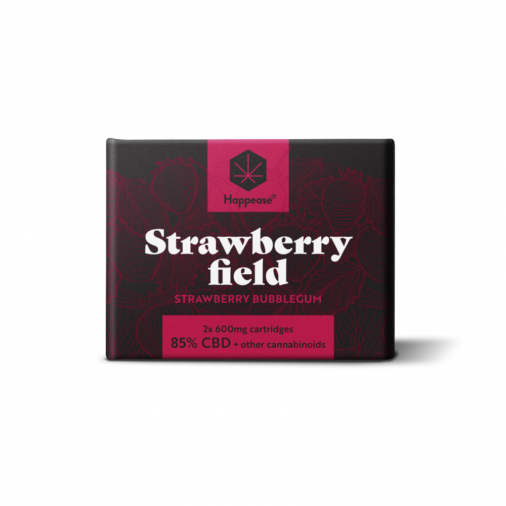 Happease Strawberry Field cartridge 1200 mg, 85% CBD, 2 stuks x 600 mg, 0,5 ml