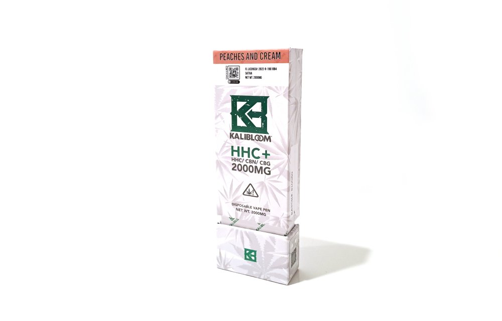 Kalibloom HHC Vape-pen perziken en creme 90%, 2000 mg HHC, 2 ml