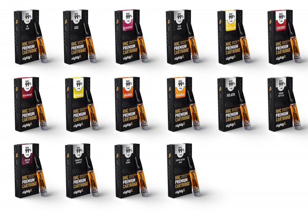 Eighty8 HHC-cartridge, 99% HHC, alles-in-één set - 16 smaken x 1 ml