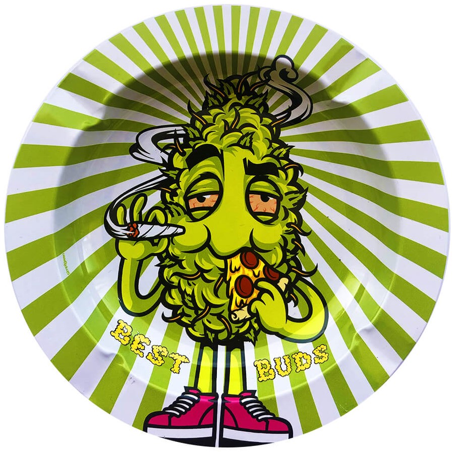 Best Buds Metalen asbak, hoge pizza