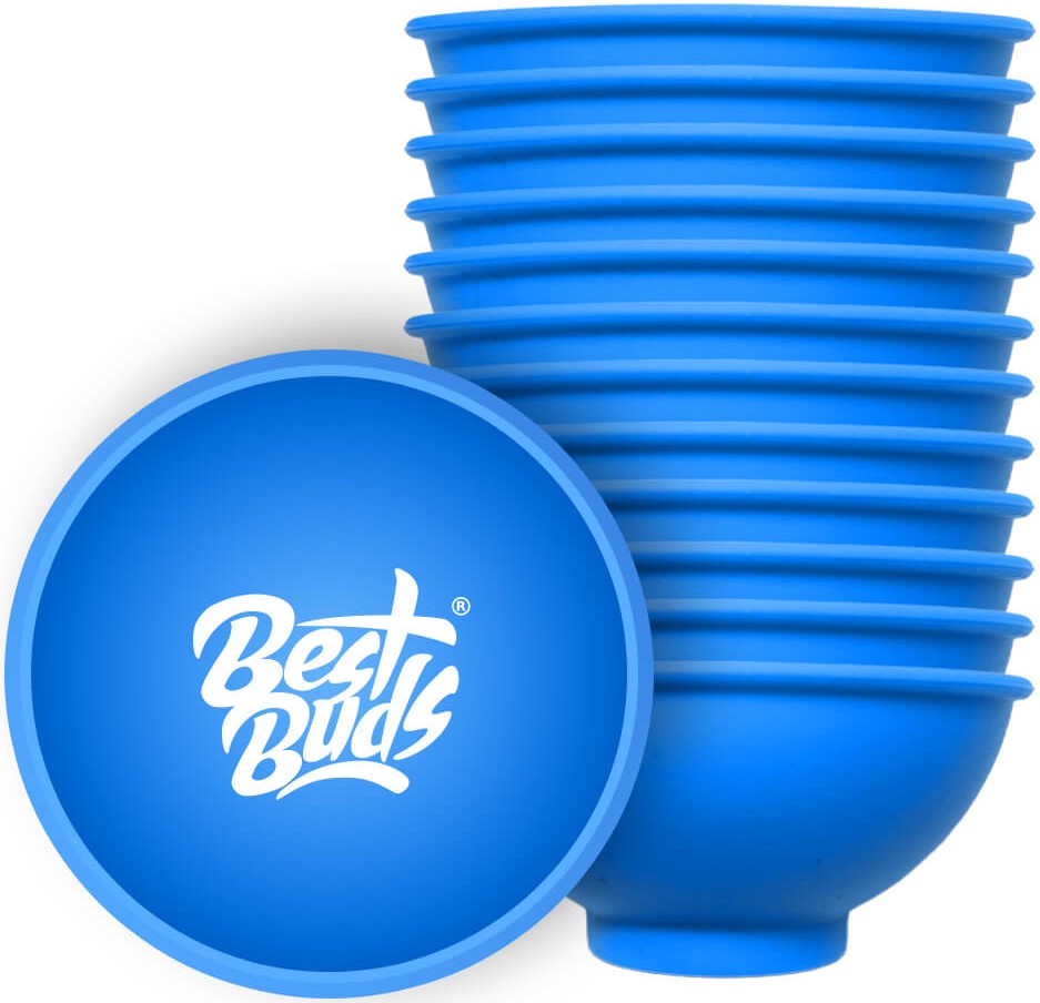 Best Buds Silikonová miska na míchání 7 cm, modrá s bílým logem