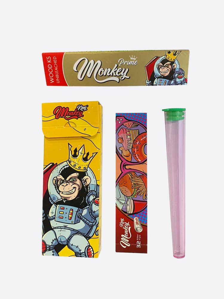 Monkey King Sada pre fajčiarov: papieriky na cibuľovanie + nástavce + tuba