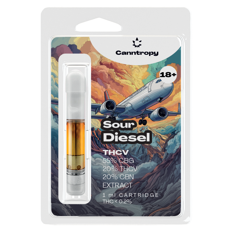 Canntropy Náplň THCV Kyslý diesel - 20 % THCV, 60 % CBG, 20 % CBN, 1 ml