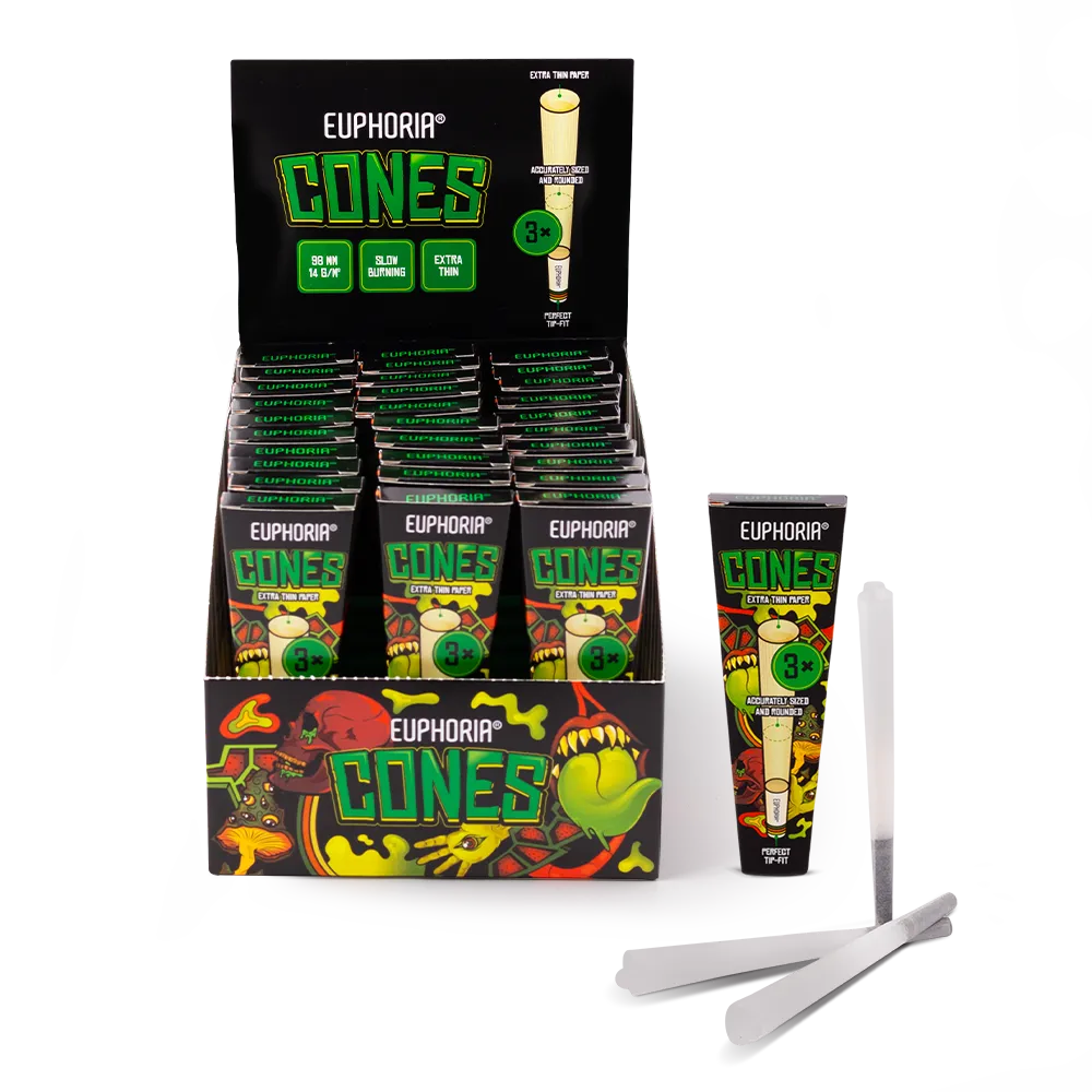 Euphoria Kingsize Slim Cones + filtry, 3 ks