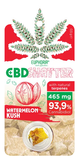 Euphoria Shatter Watermelon Kush (93 mg až 465 mg CBD) 465 mg