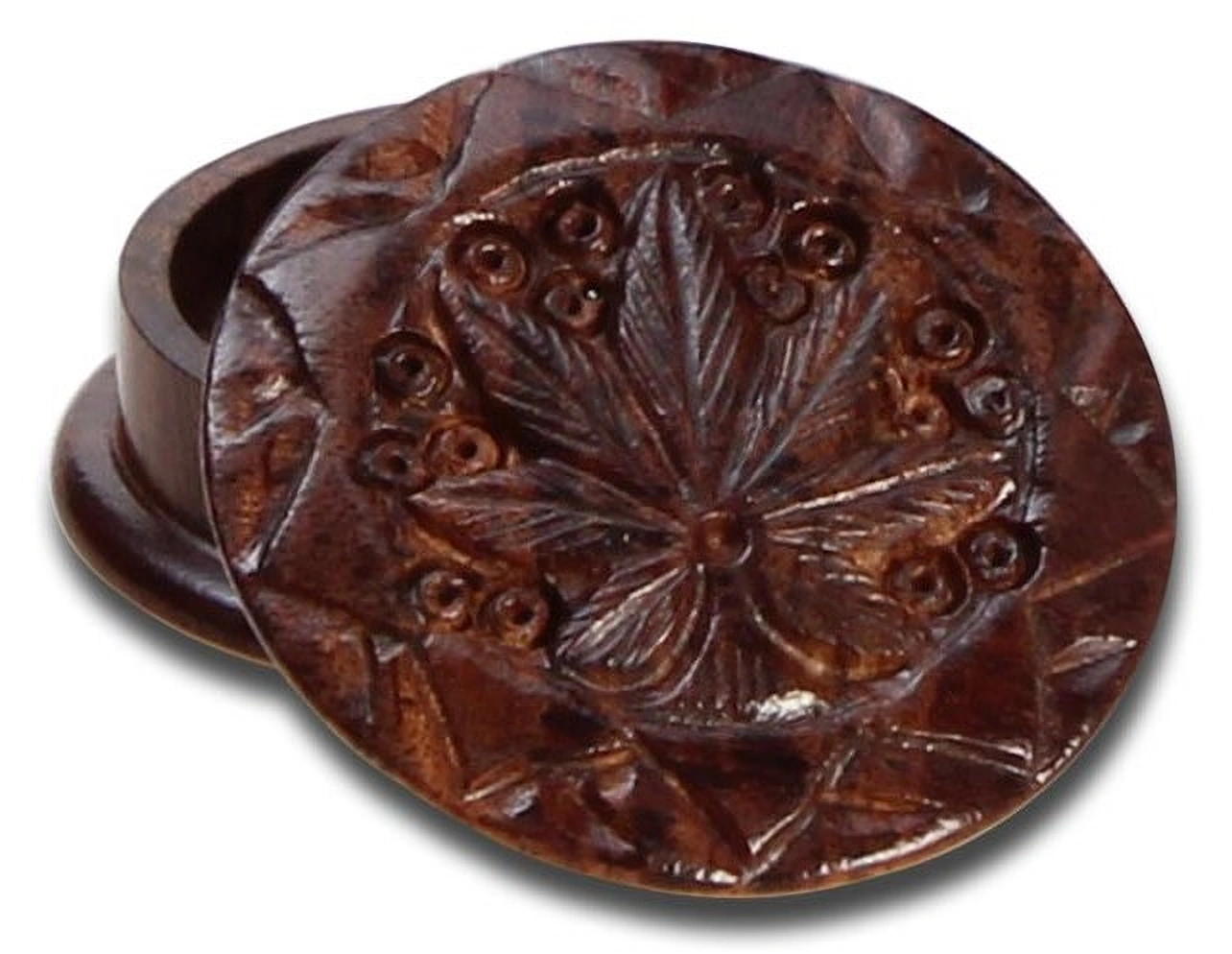Palissander Grinder Leaf gesneden, 2-delig, 35 x 21 mm