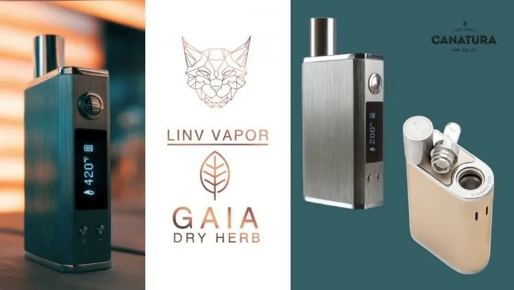 Linx Gaia vaporizers in grey, black and gold