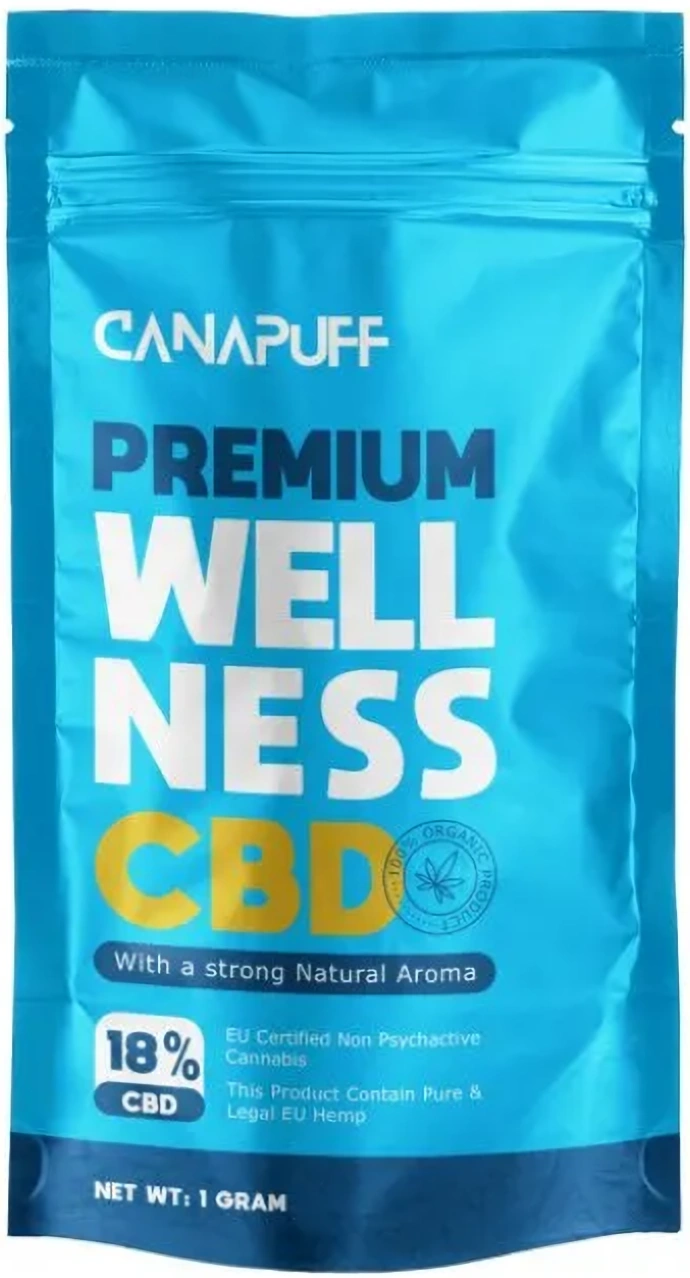 CanaPuff CBD konopný kvet Wellness, CBD 18 %, 1 g – 10 g 5 gramov