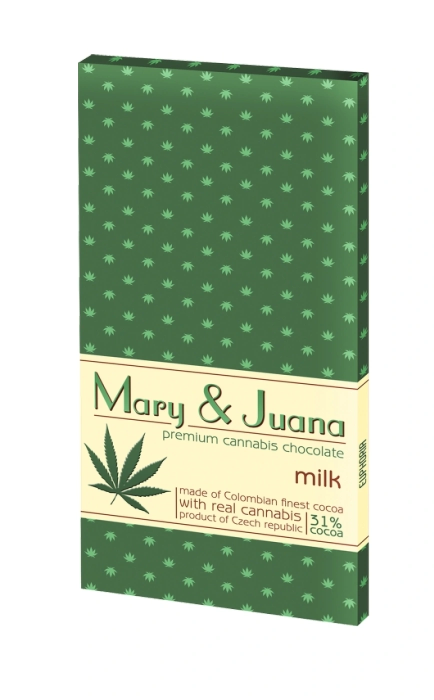 Euphoria Mary & Juana mliečna čokoláda s kanabisovými semienkami (32 % kakaa), 80 g