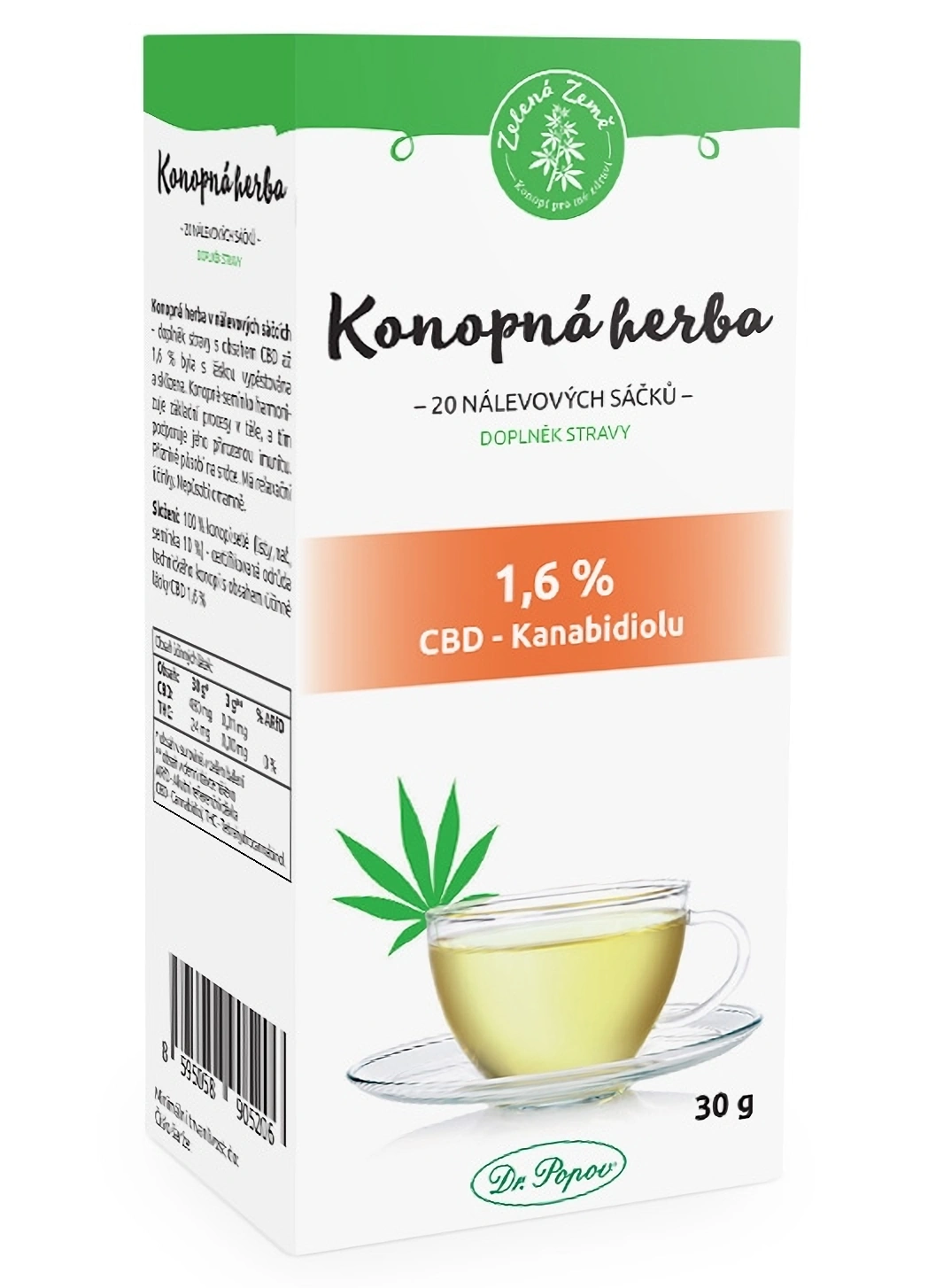Zelena Zeme CBD Hennepthee geportioneerd, 1,6% CBD, 30 g