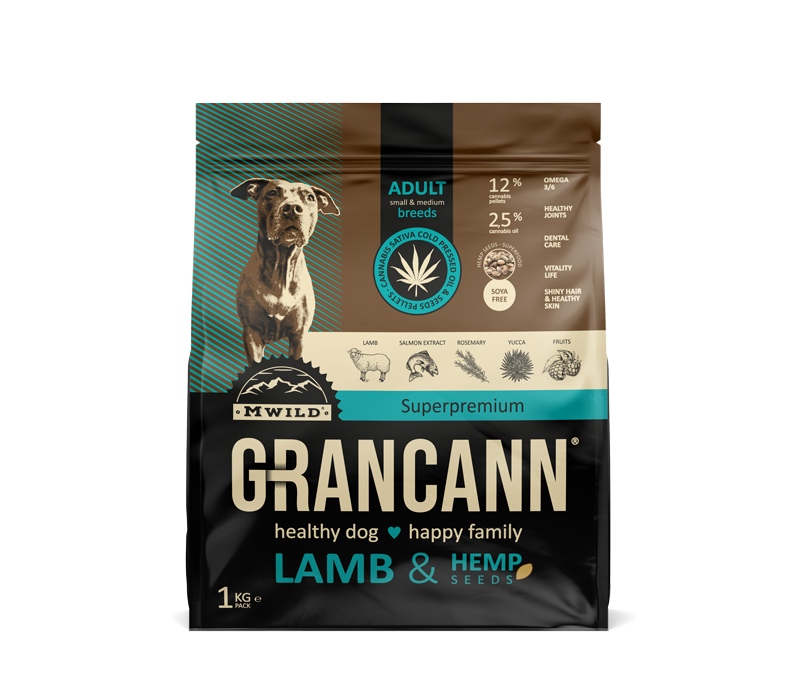 Grancann Lams- & Hennepzaden - Hennepvoer voor kleine en middelgrote rassen, 1kg