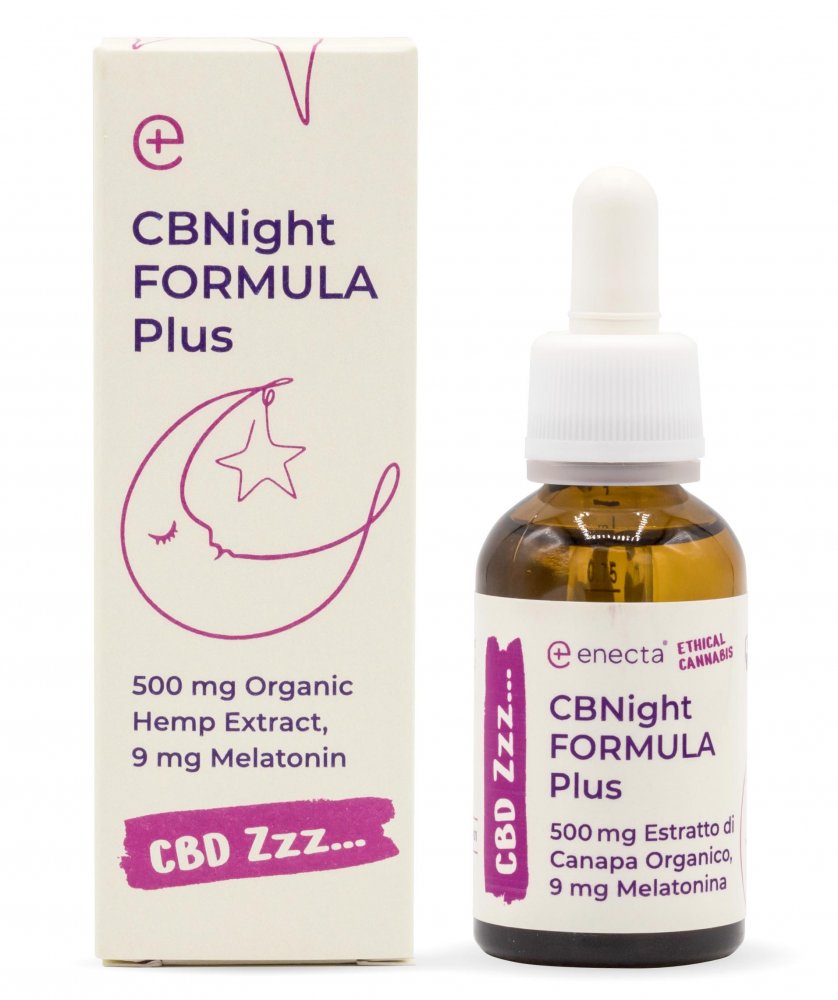 Enecta CBNight Formula PLUS konopný olej s melatoninem, 500 mg organického konopného extraktu, 30 ml