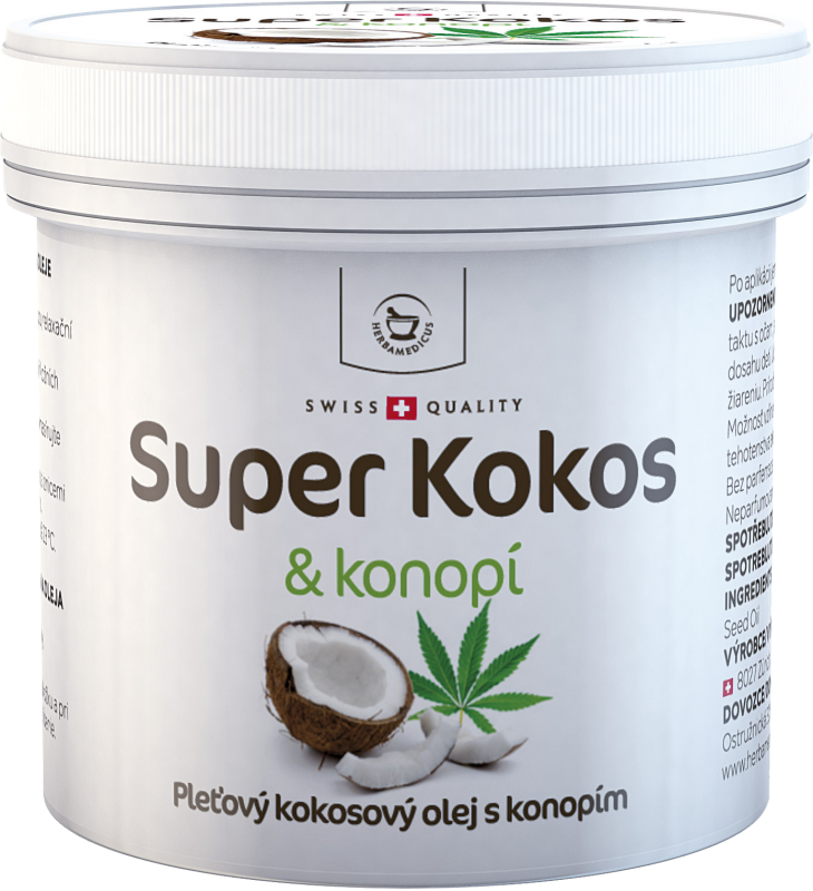 Herbamedicus Kokosnootolie met hennep voor de huid, 150 ml