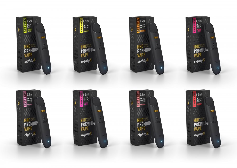 Eighty8 Super Strongs Vapes, HHC / THCP / HHCP, alles in één set - 8 smaken x 0,5 ml