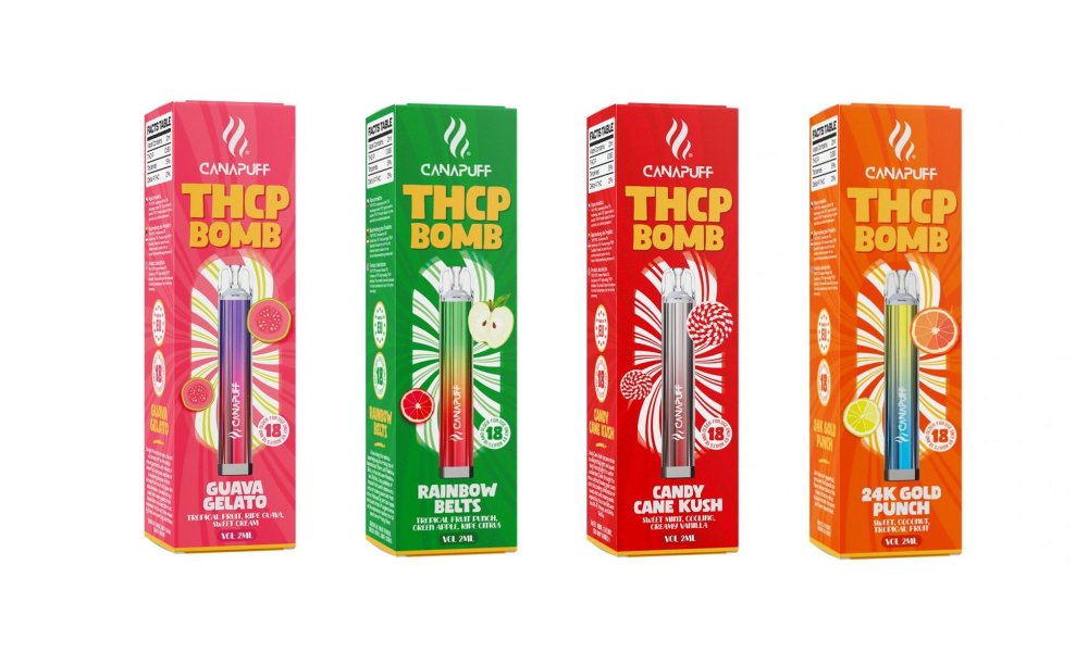 CanaPuff THCP BOMB Vapes, Alles-in-één set - 4 smaken x 1 ml