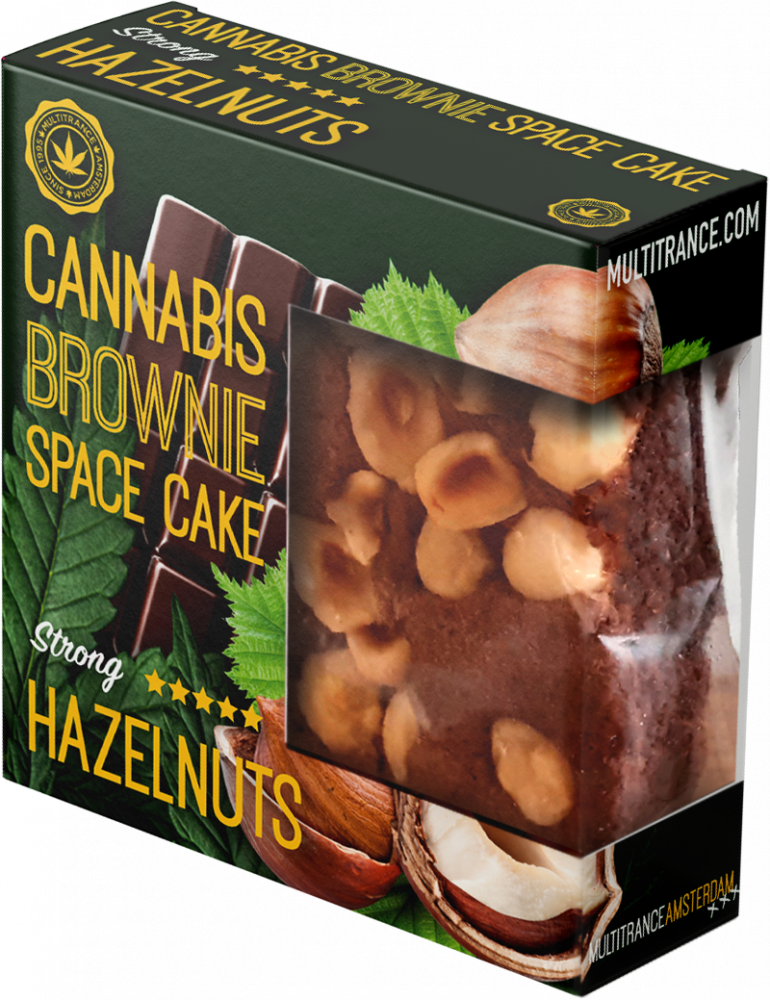 Cannabis Hazelnoot Brownie Deluxe Verpakking (Sterke Sativa Smaak) - Doos (24 verpakkingen), 2400 g