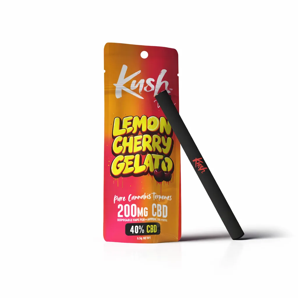 Kush Vape CBD elektronická cigareta Lemon Cherry Gelato, 200 mg CBD, 0,5 ml