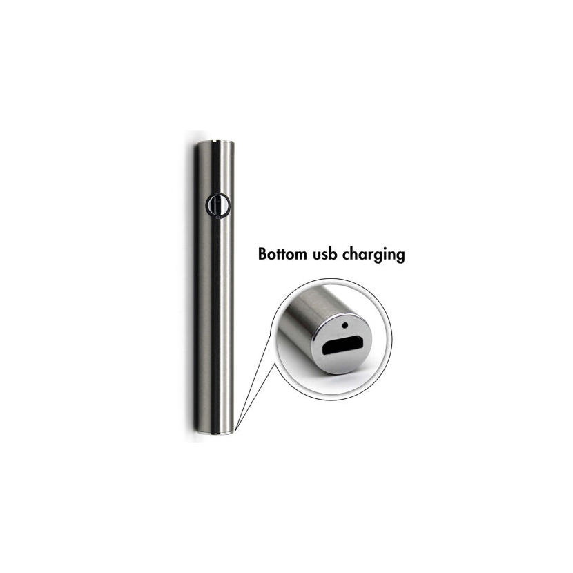Batéria pre CBD kazetu, 380 mAh, 510 závit, USB nabíjačka, strieborná