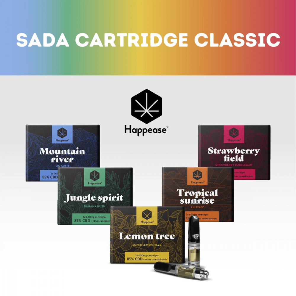 Happease Classic Cartridge, All 5 in 1 Set, 6000 mg, 85% CBD, 10 stuks x 600 mg, 10 x 0,5 ml