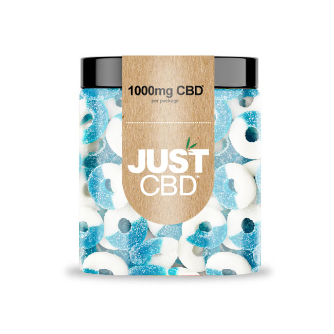 JustCBD Gummies Blauwe Frambozenringen 250 mg - 3000 mg CBD