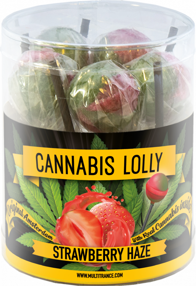 Cannabis Strawberry Haze Lollies – Geschenkbox (10 Lollies), 24 Boxen im Karton, 4320 g