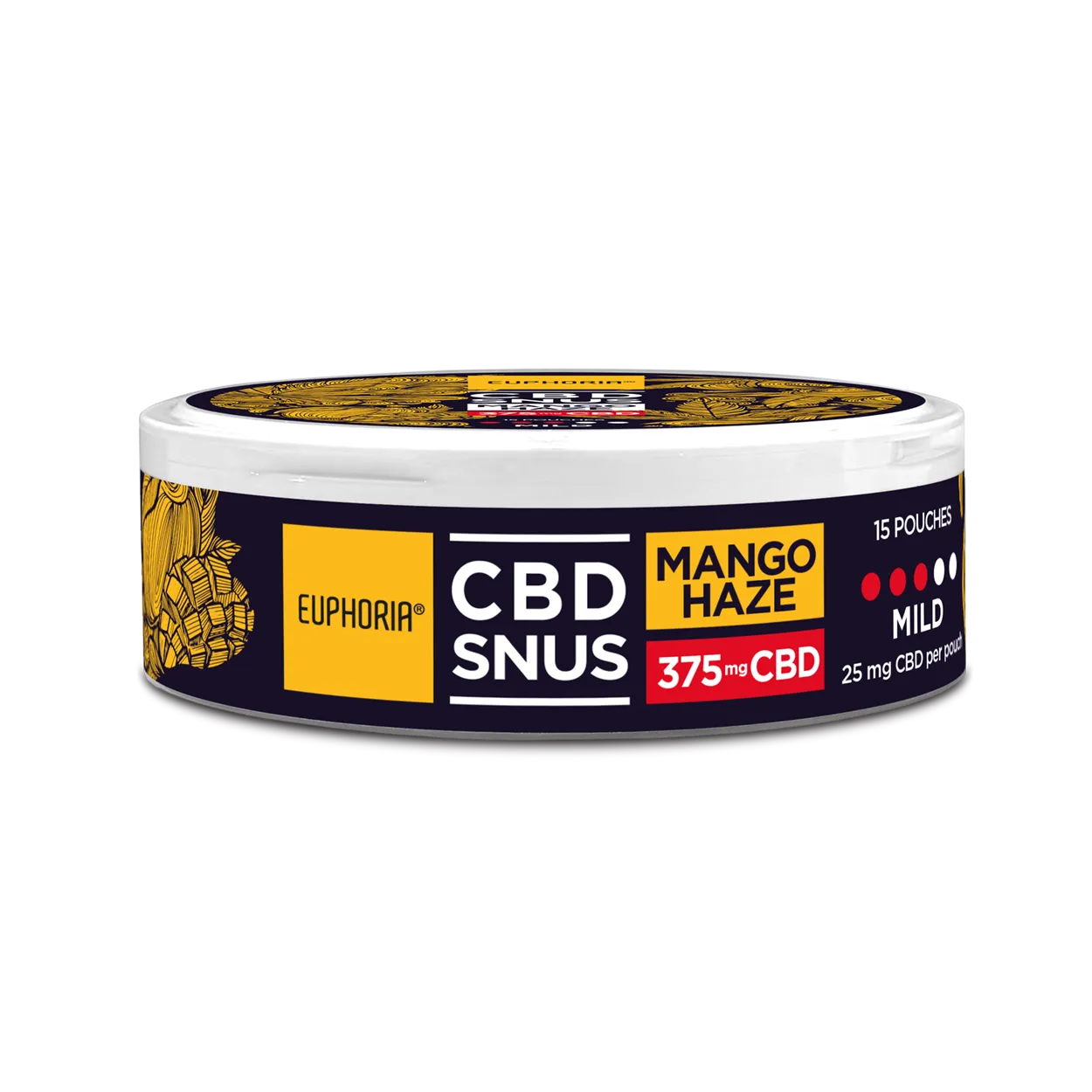 Euphoria CBD SNUS Mango Haze, CBD, 375 mg (15 x 25 mg)