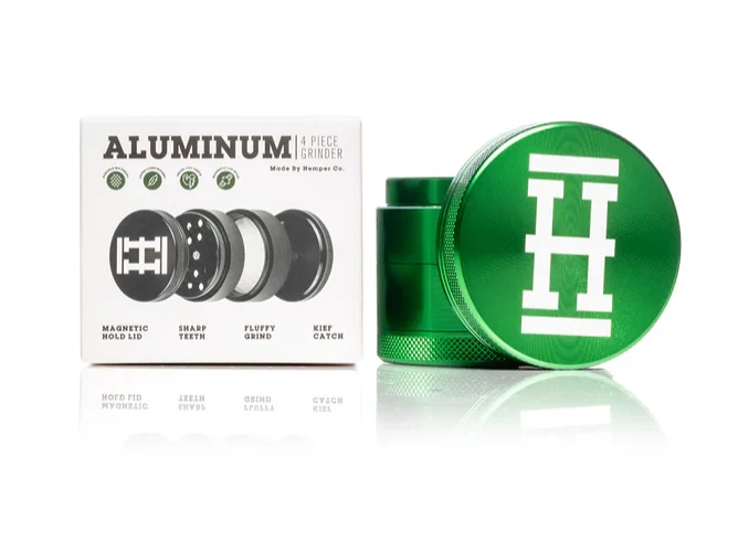 HEMPER Geanodiseerde aluminium kruidenmolen groen, 4-delig, 56 mm