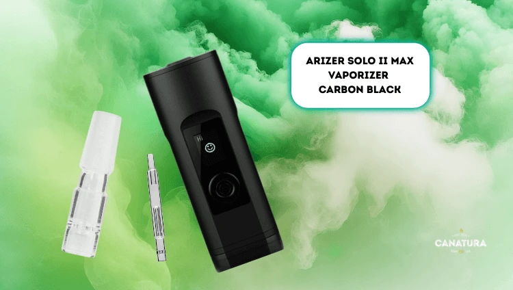 Arizer Solo II Max vaporizer in Carbon Black with accessories – mouthpiece and adapter, Canatura
