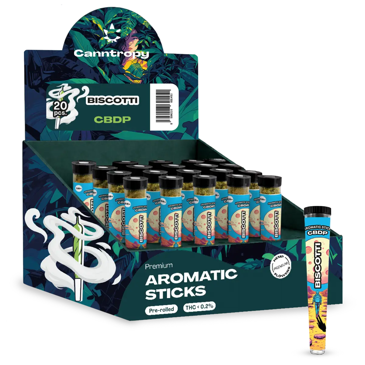 Canntropy CBDP Prerolls Biscotti, vystavné balenie 20 ks