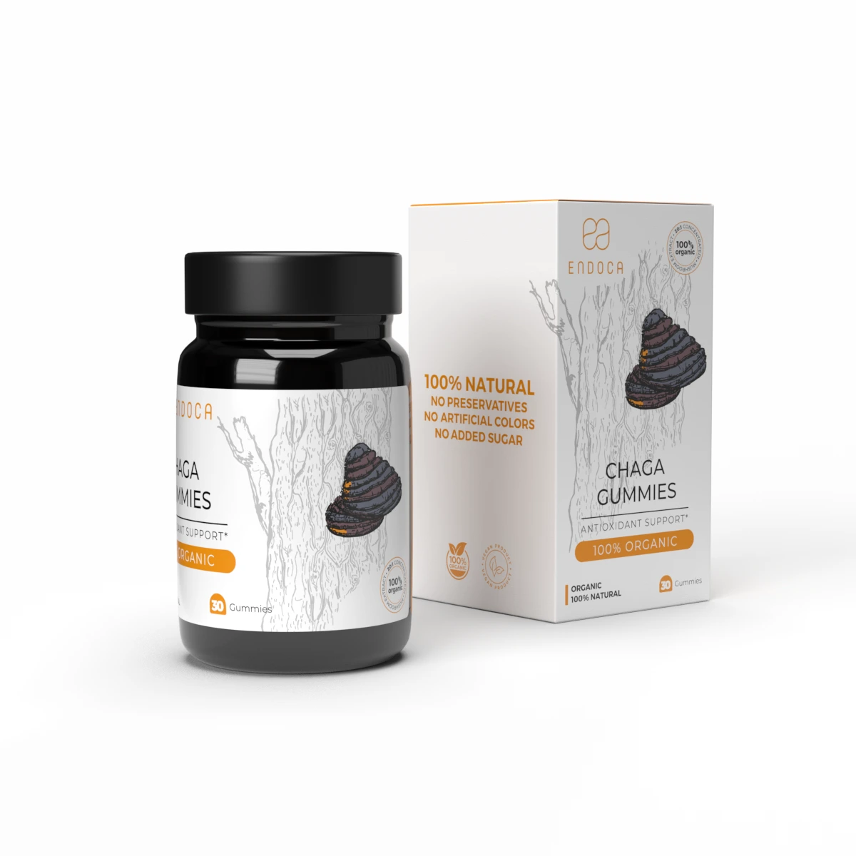 Endoca gumené cukríky s chagou, 100 mg CBD, 30 ks, 60 g
