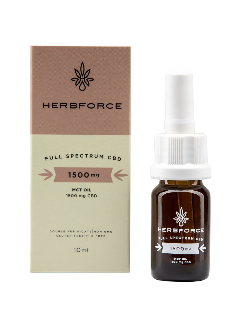 Herbforce Volledig spectrum MCT Kokos CBD-olie 15%, 10 ml, 1500 mg CBD