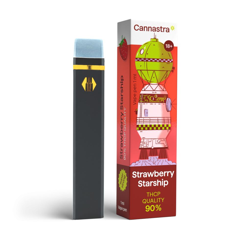Cannastra THCP Vape Pen Strawberry Starship, THCP 90% kwaliteit, 1 ml